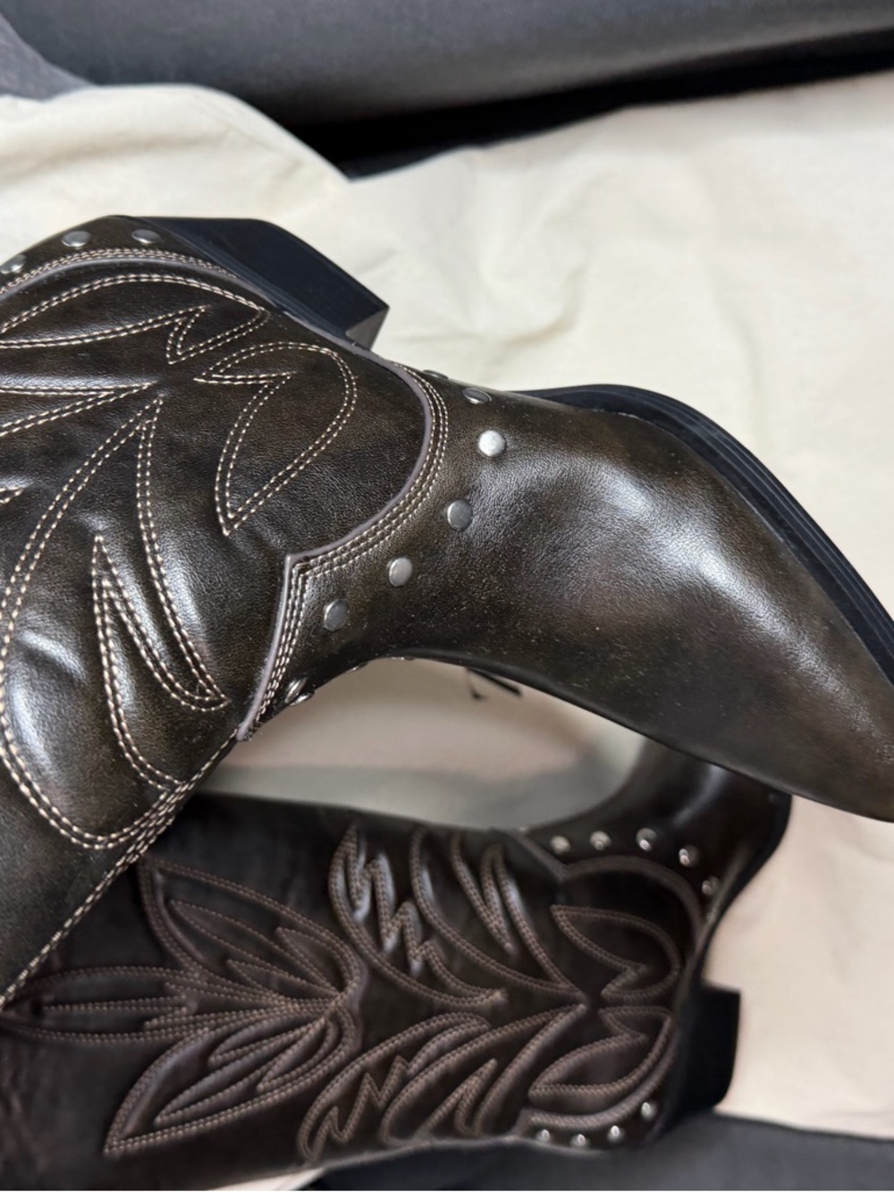 NWT Zara Woman Western COWBOY STUDDED BOOTS Size 10 - Picture 9 of 10